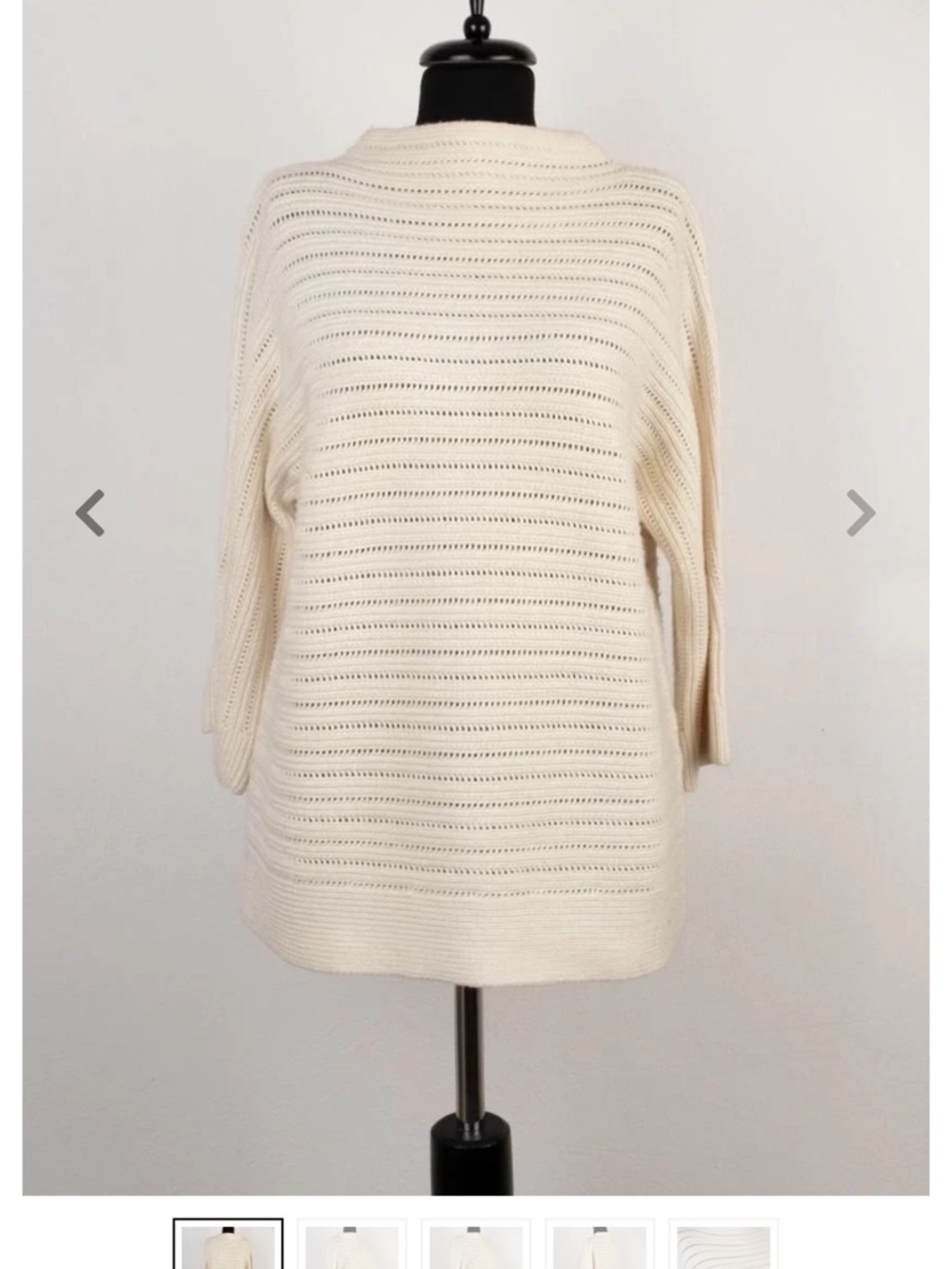 Massimo Dutti Cream Open-Weave Turtleneck Sweater
